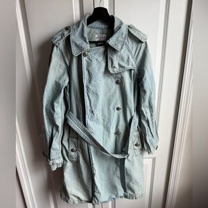 Ralph Lauren Polo Jeans Co. Belted Light Wash Trench Coat Size Medium